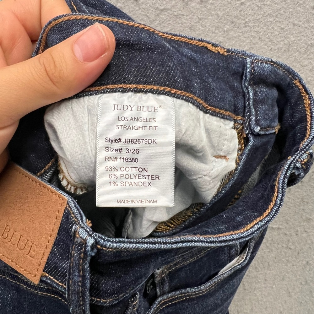 Judy Blue Straight Fit Jeans Dark Wash JB82679DK Womens 3/26 Short Blue Stretch - Picture 6 of 9